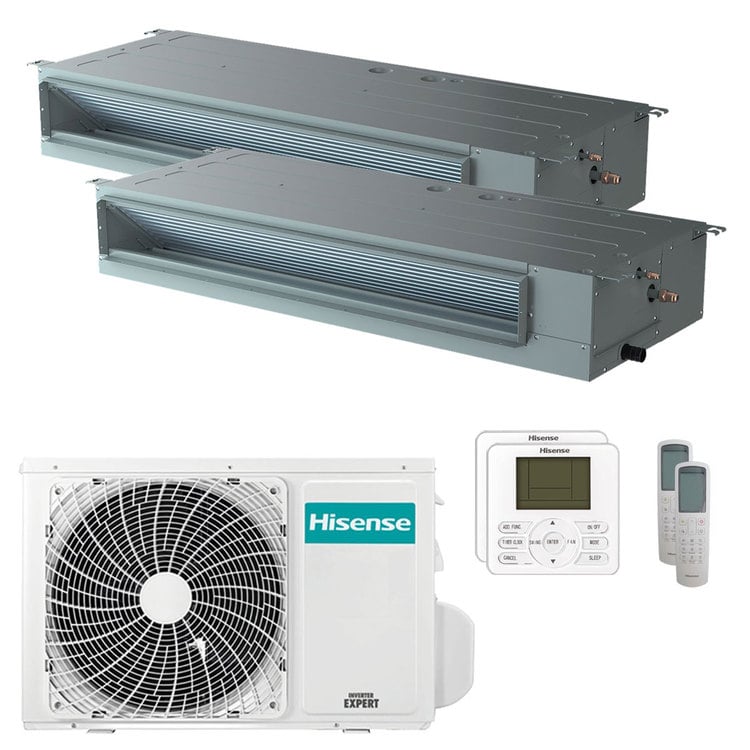 Condizionatore Hisense Canalizzabile ADT dual split 9000+12000 BTU inverter A++ unità esterna 5 kW