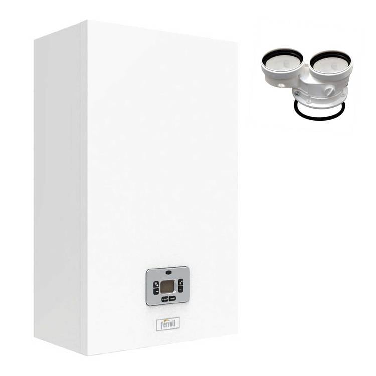 Caldaia Ferroli Theta 24 C a condensazione 20 kW camera stagna metano/gpl con kit scarico fumi sdoppiato